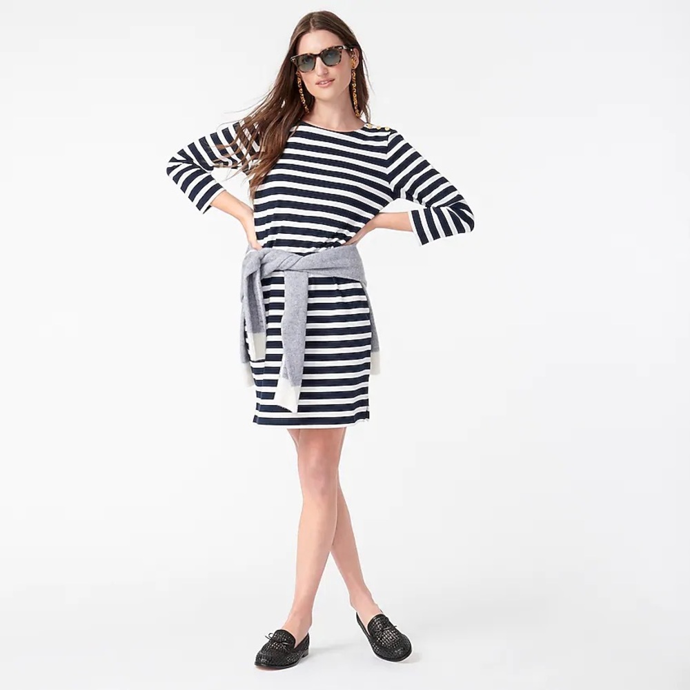 NWOT J. CREW Navy Striped Shift Dress sz XL